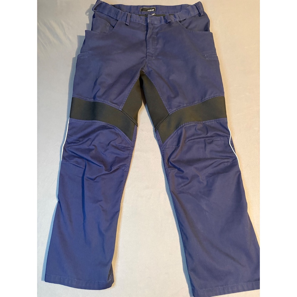 Oobe Mens Work Pants 34x30 Navy Blue Utility Industrial Cargo Reflective Piping